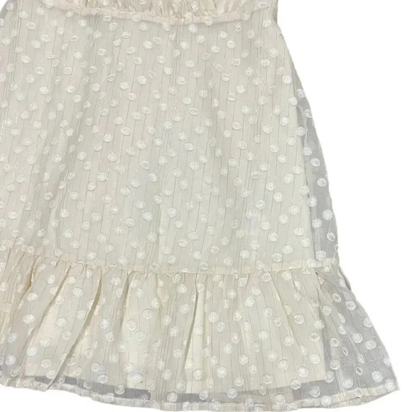 Altar’d State Cream Swiss Dot Mini Ruffle Dress M - Picture 2 of 5